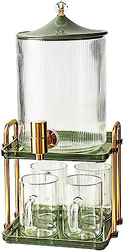 Dispensador de bebidas de vidrio, dispensador de bebidas con grifo y soporte, juego de dispensador de agua de vidrio para el hogar de 3,6 l, espiga de acero inoxidable a prueba de fugas y cubierta