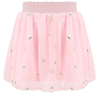 Bezioner Tutu Niña Bordado Falda Tul 4 Capas con Forro Falda Corta con Cintura Elástica Rosa S(1-2 años)