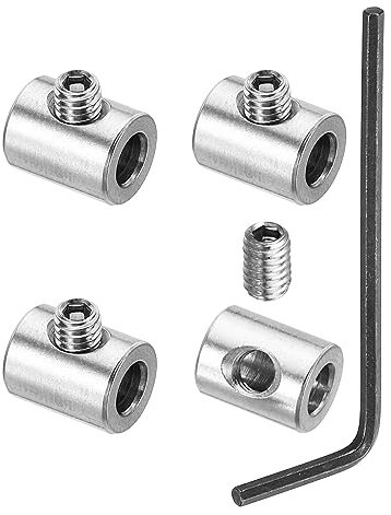 PATIKIL 4mm Hole Wire Rope Clips Set, 4 Pcs 304 Stainless Steel Single Holes Lock Cable Clamps Clip with M4 Hexagon Screws Spanner for Cable Fittings, Silver