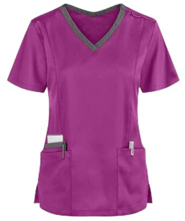 Kasaks Altenpflege Damen, Tunika Shirt Große Größen Pflege Bluse Kasack Kurzarm Pflegebekleidung Medizinische Krankenschwester Berufskleidung Berufsbekleidung Kittel Sommertops
