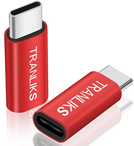 TRANLIKS 2 Pack Adaptateur USB C vers Lightning Female Uniquement pour Charger (Non Compatible Casque Audio et Transmission de Données)-Rouge