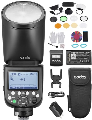 GODOX V1ProS 2.4G Flash Speedlite pour Appareil Photo sans Fil+AK-R1 Kit,HSS 1/8000 s,Mode Flash M/TTL,Temps de Recharge de 1,3 s,sous Flash Amovible Compatible Appareils Photo Sony