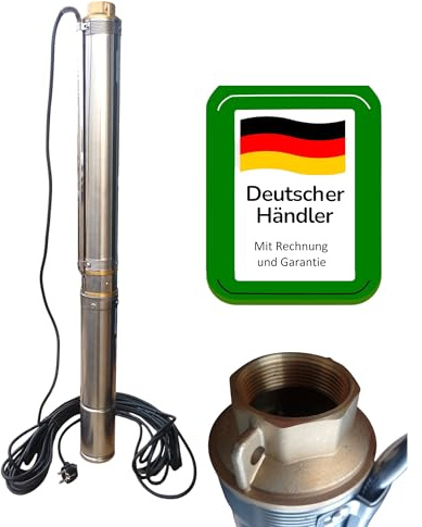 PAG Turbo GmbH® - Hochwertige sandverträgliche IBO Tiefbrunnenpumpe Brunnenpumpe 3 74 mm bis 4200l/h - 0,75kW -230V - 8 bar