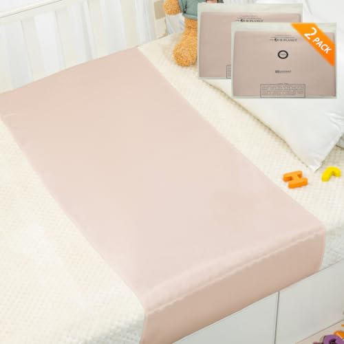 PROMEED Babybettschoner aus 100% Maulbeerseide, zur Vorbeugung von Haarausfall, Premium-Seide, 23 Momme, Naturseide, für Stubenwagen, Wiegen, Kinderbett, Kinderbett, Champagnerfarben, 2 Stück