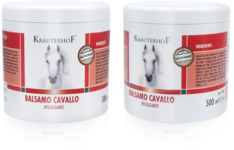 Kräuterhof Balsamo del cavallo riscaldante, extra forte, gel massaggiante - Rimedio naturale per il sollievo muscolare (2x500ML)