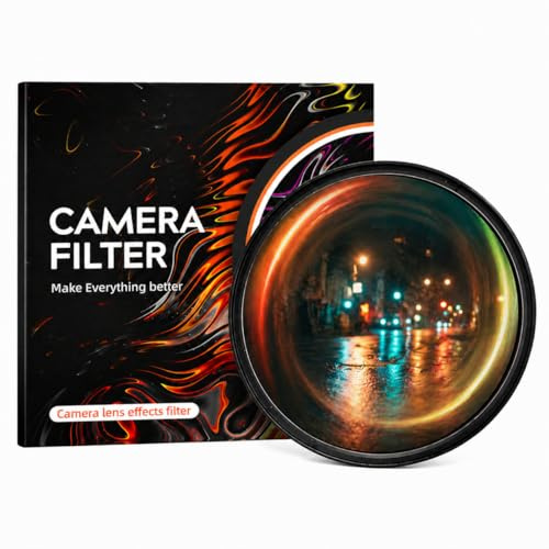 Camera Vortex Effect Filter, 58MM Prism Film Special Effects Glass Lens Photography Accessories for DSLR Cinematice Video and Photo, Filter Pouch Included