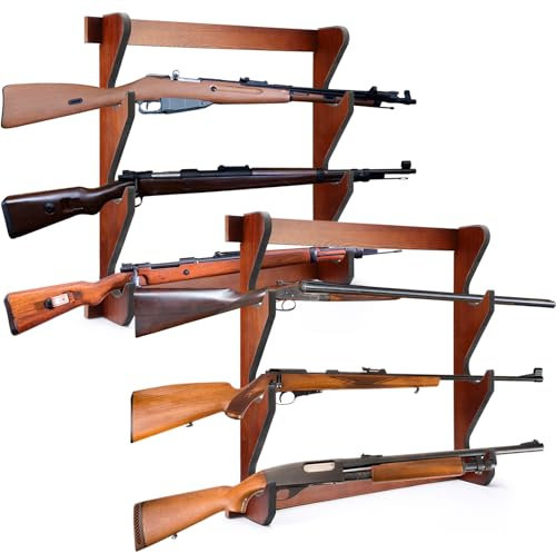 RattanView Waffenständer, Holz, für Gewehr, Aufbewahrung, Wandhalterung für Zuhause oder Garage, 2 Stück