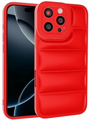 GTElectro Hülle für Apple iPhone 16 Pro Max Hülle, Pufferjacke Design, weiche schlanke TPU-Schutzhülle mit Kameraschutz, langlebige Handyhülle, stoßfest, flexibel iPhone 16 Pro Max Case (Rot)