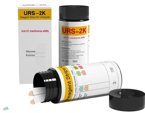Prueba de la misma orina para cetosis y glucosa, 100 tiras, probador de cetonas 2 en 1 y medidor de glucosa
