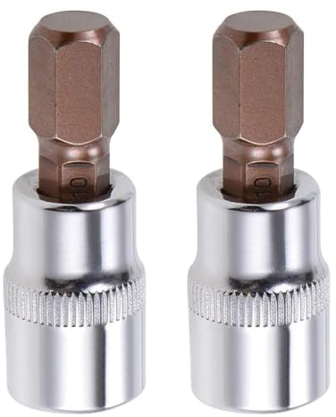 2PCS Juttzzei Hex Bit Socket, 3/8 Drive x H10 (10mm) Allen Key Socket | Premium S2 Alloy Steel 10mm Hex Bit with 1.89 Length for Torque Wrench, Ratchet Wrench, Impact Power Drills
