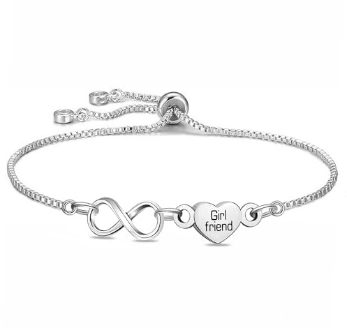 Yumioxa New Delicate Chain Infinity Pendant Kinship Bracelets Jewelry for Women Jewelry Consanguinity Tennis Bracelets Heart Stainless Steel Birthday Christmas Thanksgiving Souvenir