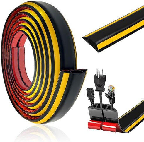 Pasacables Suelo, Canaletas para Cables Adhesivas, Protector de Cable de PVC Flexible, Canaleta Cables Suelo de 3.0 m es Adecuado para Familias, Oficinas, Estudios