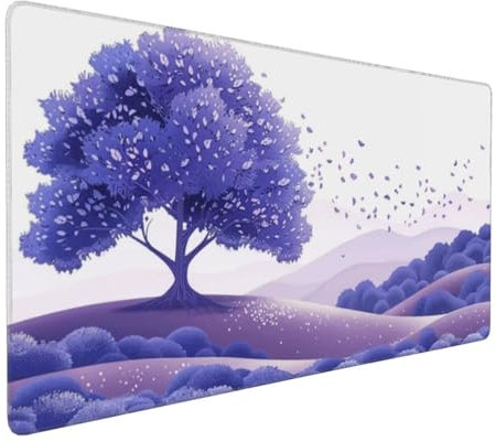 Tapis de Souris 80x40 cm Grand Tapis Souris XXL, Violet arbre Tapis de Souris Bureau Gamer, à Bords Cousus, Base en Caoutchouc Antidérapante, Sous Main pour Clavier et Souris, Decoration Maison E-1145
