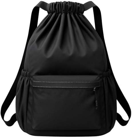 Qoosea Turnbeutel Kordelzug Rucksack, Große Kapazität Sportbeutel Wasserdicht Nylon Turnbeutel, Verstellbar Tunnelzug Gymsack für Damen Herren, Sporttasche für Gym Schwimmen Sport Reisen