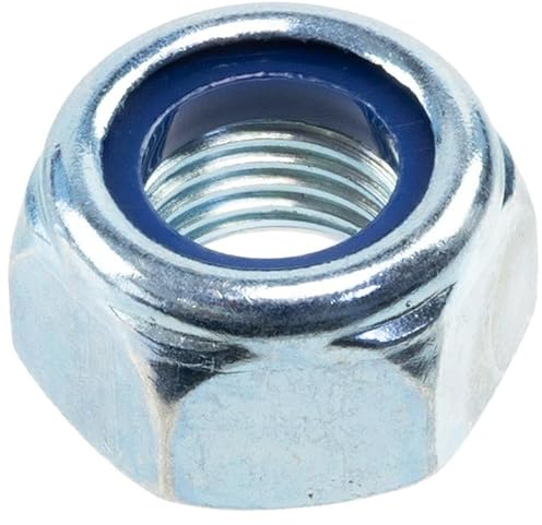 AERZETIX - Juego de 15 Tuercas autoblocantes M12x1.25mm hexagonales con rosca paso reducido - en acero galvanizado - color plata - montaje fijación uso general