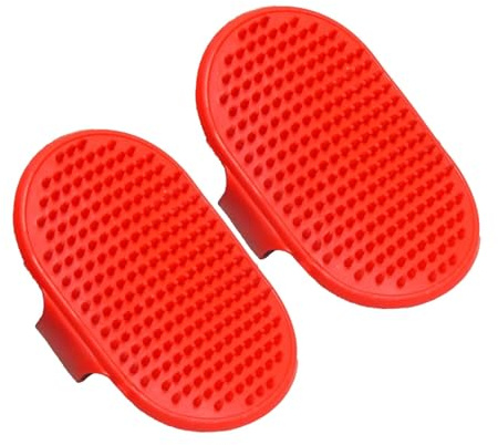 Envenzo Envenzo Fellpflege-Handschuh aus Silikon für Hunde und Katzen, Gummihandschuhe, Bürste, Tierhaarentferner, Waschen, beruhigende Massage von Envenzo (Rot, 2 Stück)
