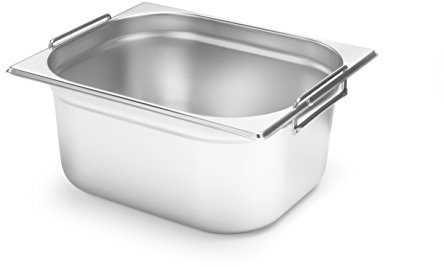 HENDI Contenitore GN 1/2 con Maniglie, in Acciaio Inossidabile, Resistente da -40° a 300°C, Contenitore adatto per Forni, Congelatori, Bagnomaria e Scaldavivande, 6 L, 325x265x(H)100mm