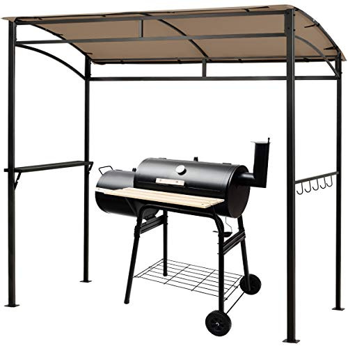 GOPLUS Pérgola de Barbecue Curva con Estante de Servicio