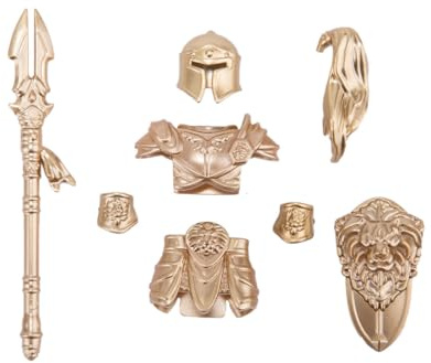 BlocteckToy Militär Waffen Set, Mittelalterliches Ritter-Waffenset Für Erwachsene und Jugendliche geeignet, Kompatibel Aller großen Marken (Gold/8 Teile)