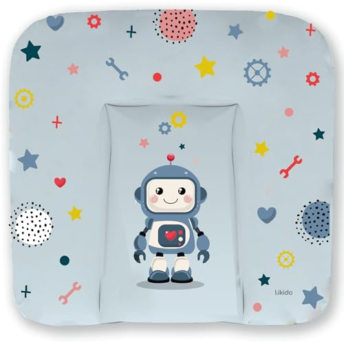 Kikido Cambiador Bebe 70x75 - Robot - Colchoneta Cambiador Bebé Impermeable, Suave y Portátil - Colchón Cambiadores para Cómodas, Mesas y Viajes - Medida Universal 75x70