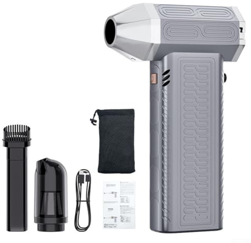 Pumixiy Souffleur à poussière portatif pour aspirateur de voiture, 130 000 tr/min, turbocompressé avec moteur sans balais, outil de nettoyage portable sans fil haute vitesse