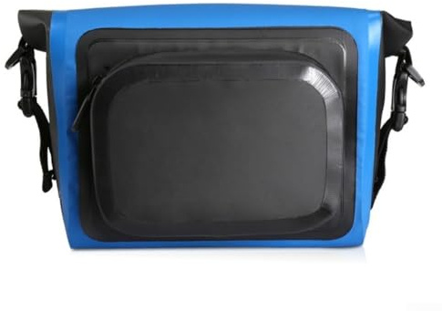 Oniissy Riñonera impermeable para ciclismo y senderismo, bolsa frontal de gran capacidad para bicicleta con revestimiento de malla de PVC, correa de hombro ajustable, compatible con manillar (azul