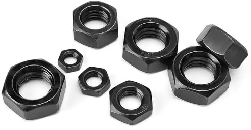 Schwarze Sechskantmuttern M2 M2.5 M3 M4 M5 M6 M8 M10 M12 M14 M16 M18 M20 M22 M24 M27 Metrische Sechskantmuttern aus Kohlenstoffstahl, Kontermutter for Schrauben(M3.5 (60PCS))