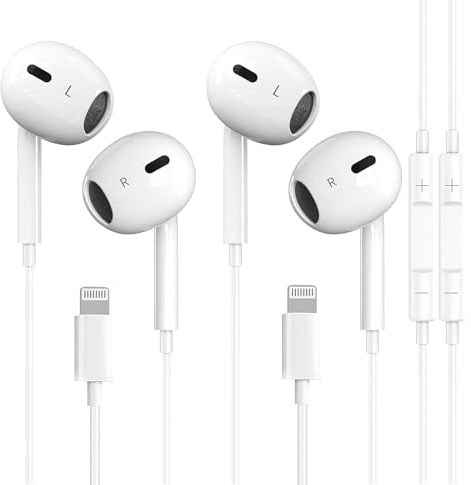 Lot de 2 écouteurs filaires certifiés Apple MFi pour iPhone, compatibles avec iPhone 14/13/12/11/8/7/X/Pro/Pro Max iPad