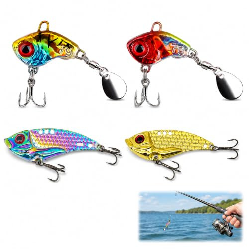 JOVYTH 4 Señuelos de Pesca Artificiales – Imitación Realista, Spinnerbait y Jig, para Lubina, Lucio, Zander, Siluro, para Ríos, Lagos, para Pescadores