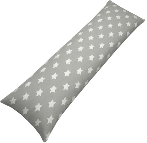 PinkZebra Seitenschläferkissen Bezug 40 x 145 cm aus 100% Baumwolle, Kissenbezug für Kinder & Erwachsene, Kissenhülle mit Reißverschluss, Öko-tex, Sterne