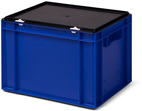 1a-TopStore Euro-Stapelbox/Lagerbehälter KTK 4270-0, blau, mit schwarzem Verschluß-Deckel, 400x300x281 mm (LxBxH)