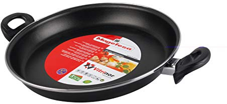 MAGEFESA Black - Paellera 34cm de acero vitrificado exterior negro. Antiadherente bicapa reforzado, aptas para todo tipo de cocinas, especial inducción. 50% de ahorro energético.