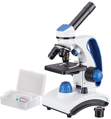 AmScope M162C-2L-PB10 Microscopio escolar de metal con lente de cristal y 2 luces, 40x - 1000x