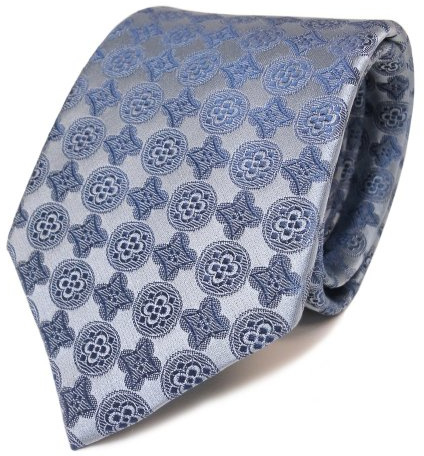 TigerTie Schöne Designer Seidenkrawatte blau grau graublau gemustert - Krawatte Seide