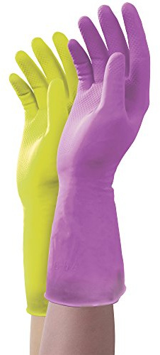 Mr. Clean Duet Reusable Latex Cleaning Gloves with Non-Slip Grip, 2 Pair, Small