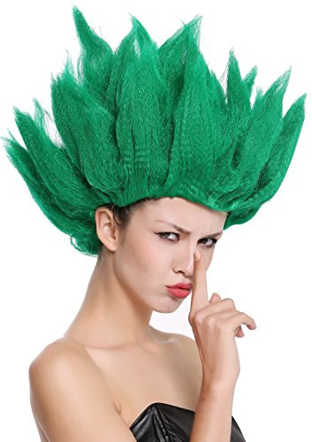 WIG ME UP - 91062-PC18 Perücke Damen Herren Karneval Halloween Cosplay Blume Tulpe Dämon Waldfee Elfe grün hochtoupiert **Erwachsene**