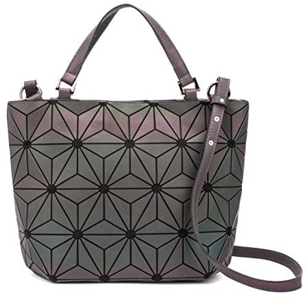 Chenrry Géométrique Sacs à Main pour Femme Bourse Lumineuse Sac Holographique Poignée Supérieure Fermeture à Glissière Sacs à Bandoulière Messenger NO.4