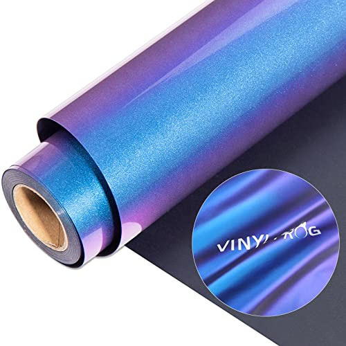 VINYL FROG Plotterfolie Textil Chamäleon Plotterfolie Lila zu Blau Heat Transfer Vinyl Allmählich HTV Vinyl Roll 30.5x100cm iron on folie für DIY T-Shirt, Stoffe