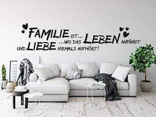 tjapalo® a23 Wandtattoo Familie Spruch wohnzimmer Sprüche Wandsticker Familiensprüche Wandtattoo Familie ist, Farbe: gold metallic, Größe: B160xH35cm