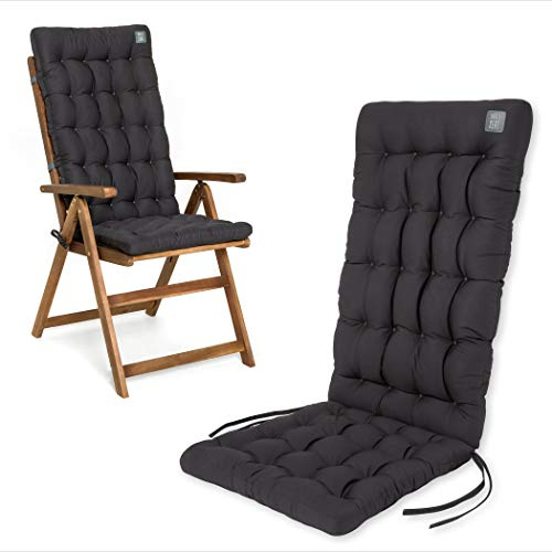 HAVE A SEAT Luxury | Gartenstuhlauflage Hochlehner (1 St.) - Bequeme Sitzauflage - orthopädisch, wetterfest, waschbar bis 95° C - Made in Germany (1 Stück - 120x48 cm, Grau-Anthrazit)
