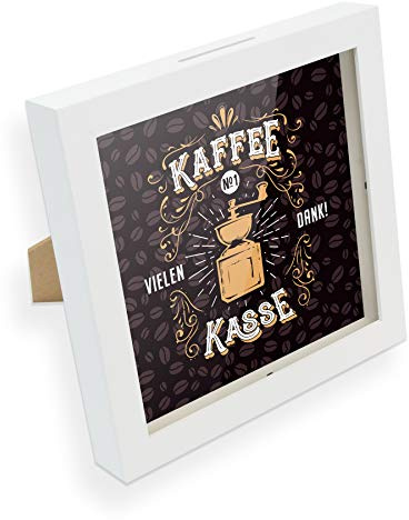itenga Spardose I Geldgeschenk I Kaffeekasse Vintage I Gutschein I Bilderrahmen zum Befüllen I Geschenkverpackung I inkl. Einleger zum Dekorieren