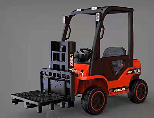 ES-TOYS Carrello elevatore Veicolo Elettrico per Bambini Funzione Musica Cintura, colorazione:Rosso