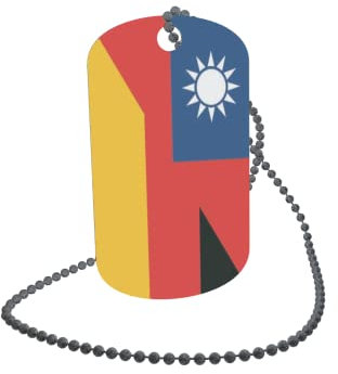 U24 Dog Tag Erkennungsmarke ID Tag an Kette Flagge Taiwan-Deutschland Alu 30 x 50 mm