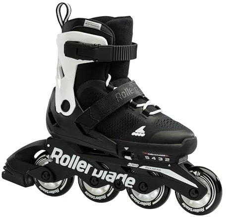 Rollerblade MICROBLADE, Inline Skates für Jungen, Inliner für Anfänger & fortgeschrittene Kinder, Schwarz/Weiss, Gr. 28-32