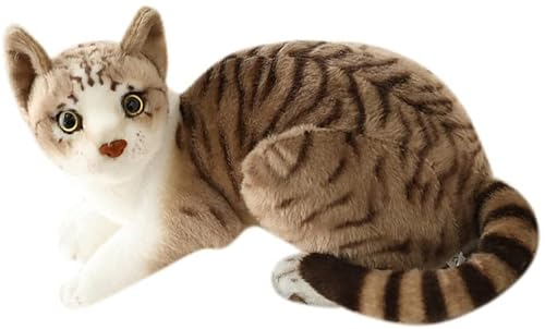 elemhome Plush Toys Soft Toys Stofftiere Katze getigertes Stofftier Plüsch Realistisches Leben wie kleine Katzen Niedliches Plüschspielzeug für Kinder Haustier