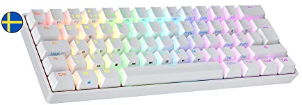 Ranked S60 Supernova 60% | Hot Swappable Mekaniskt Speltangentbord | 62 tangenter RGB LED-bakgrundsbelyst för PC/ Mac Gaming | QWERTY ISO SE Svensk Layout ( Vit , Gateron Optical Brown )