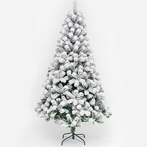 Künstlicher PVC Weihnachtsbaum Tannenbaum Tanne, 210cm, Hohe Dichte, Viele Spitzen/Grün/Grün mit Schnee-Effekt/Weiß
