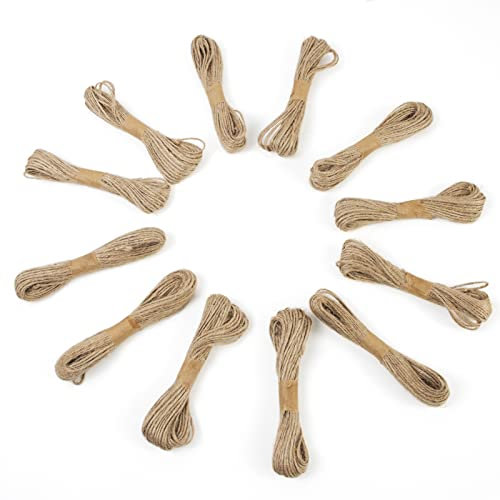 LEREATI Cuerda de Yute Cuerda Fina Cordel Yute Natural Cuerda Manualidades, Hilo de Cañamo para Jardinería, Floristería, Bricolaje, Envolver Regalos y Decoración Navideña (Marrón)