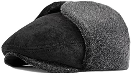 MUYAN Barett Cap Herren Schiebermütze Winter Cap Warme Baskenmütze mit Ohrenklappen Schirmmütze (B （58-60cm）)