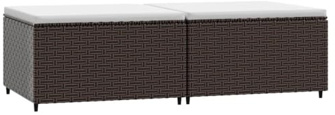 vidaXL Gartenhocker mit Kissen 2 STK. Braun Poly Rattan